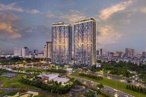 Phối cảnh tòa nhà Imperia Sensa Park lúc hoàng hôn