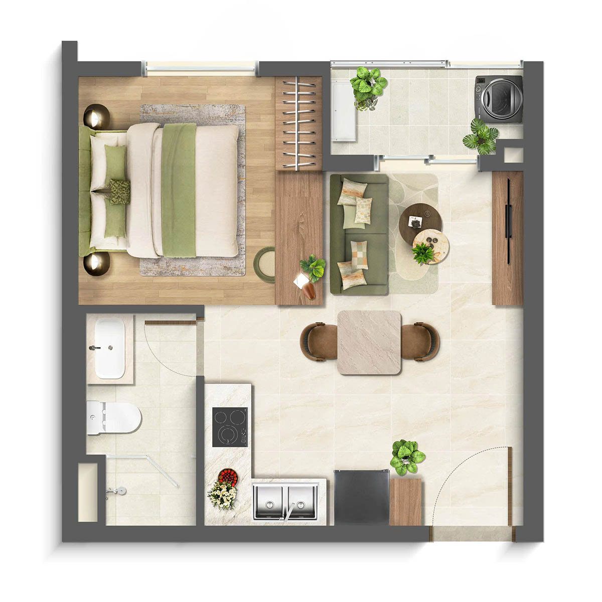 Mặt bằng 3D căn hộ Studio Imperia Sensa Park