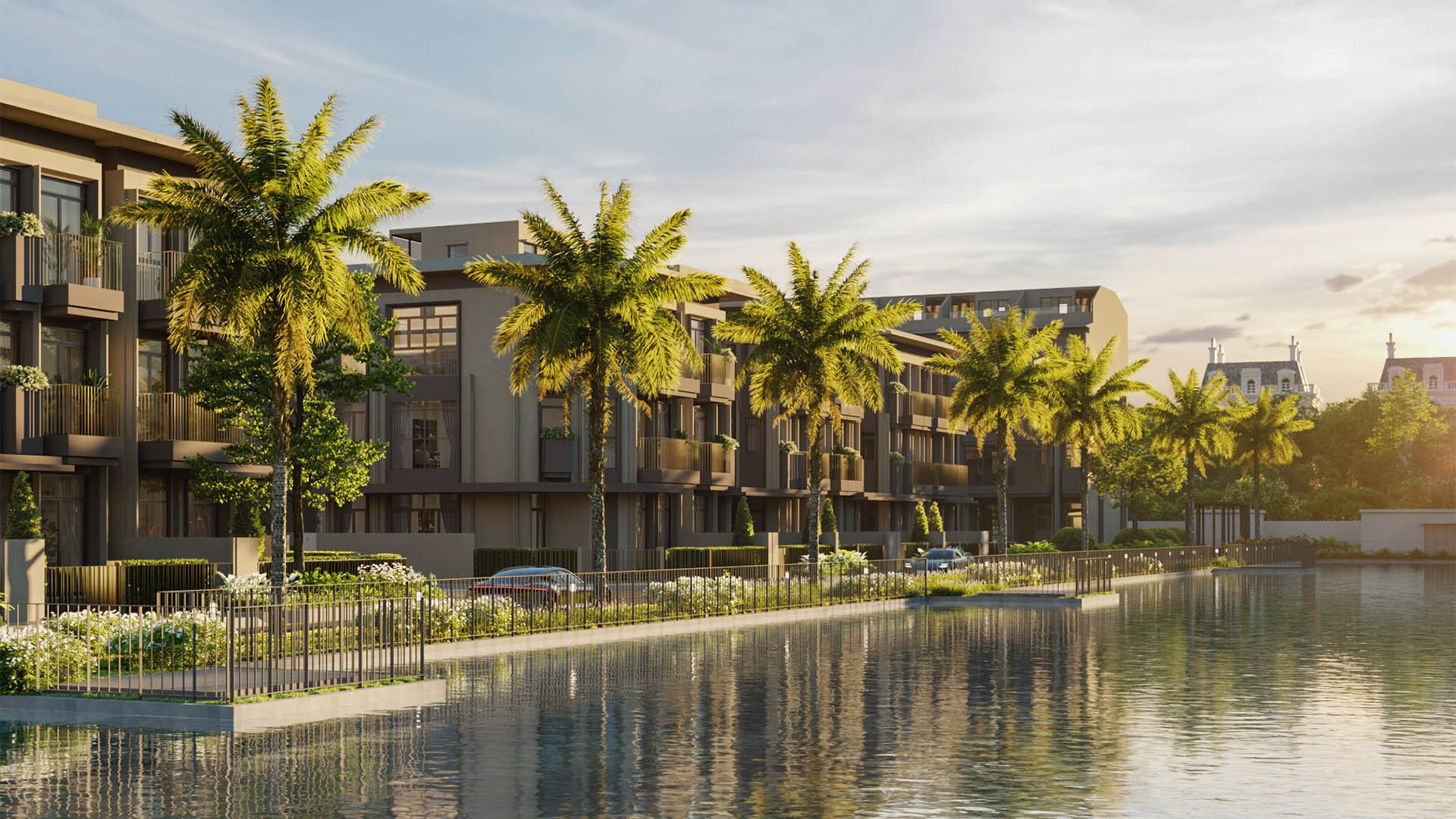 Dãy nhà phố thấp tầng ven hồ cảnh quan tại Imperia Sensa Park
